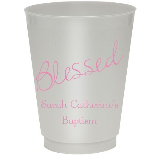 Expressive Script Blessed Colored Shatterproof Cups